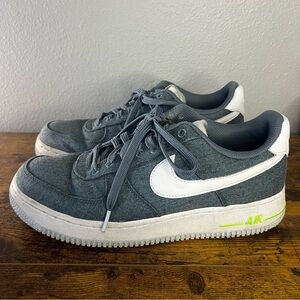 Nike Air Force‎ 1 Recycled Canvas Sneakers Ozone Blue Men 8.5 Low CNO866-001